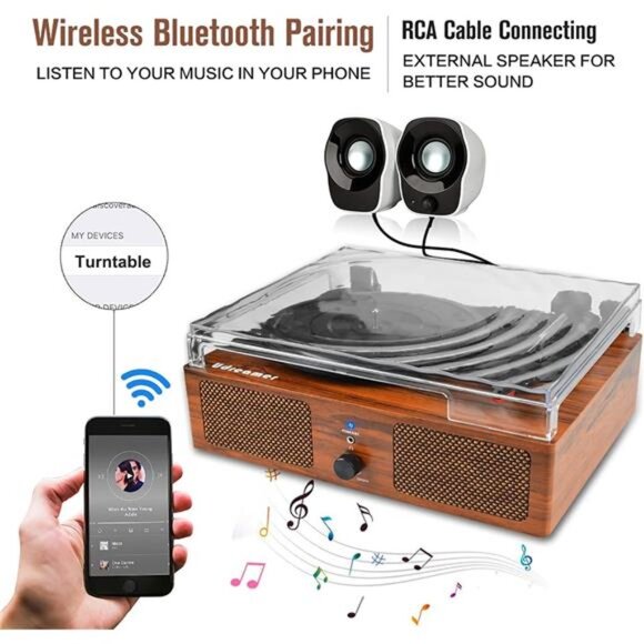 Vinyl Record Player Wireless Turntable with Built-in Speakers - Picture 2 of 6